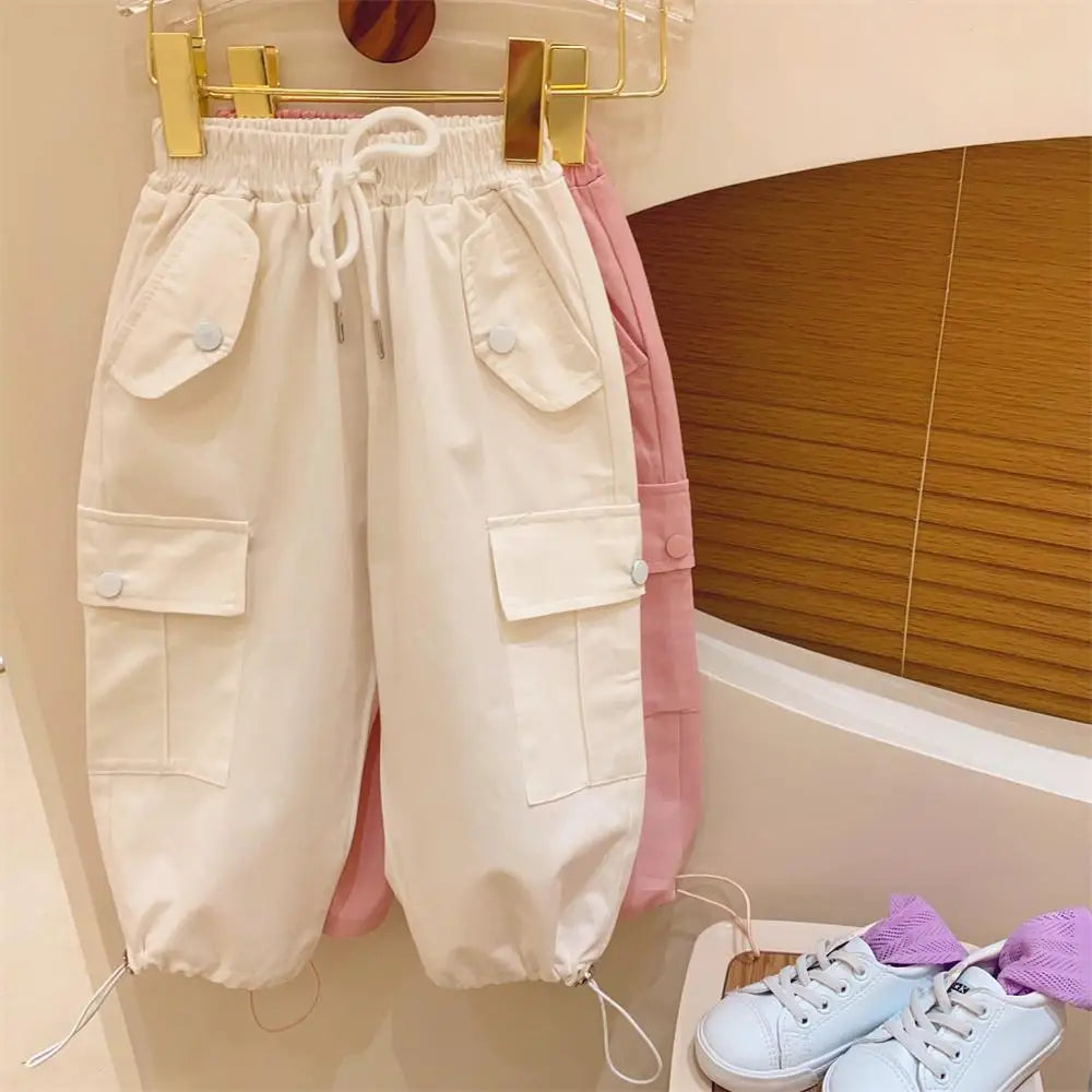 New Spring Autumn Cool Kids Girls Boys Cargo Pants Active Loose Sweat Trousers Children Outwear 0-7T Unisex