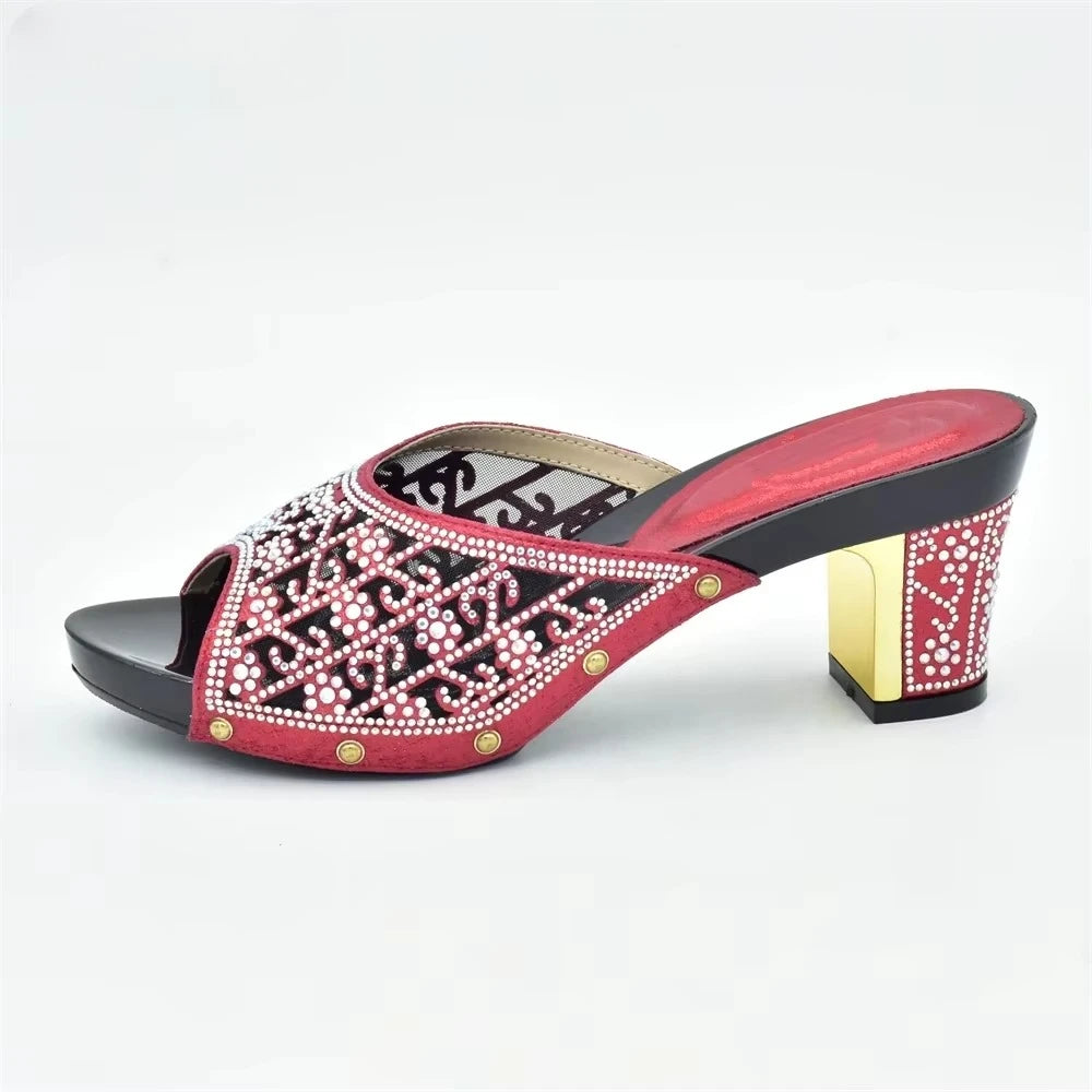 Women's Dress Shoes Open Toe Slip on Wedding Shoes Decorated with Rhinestone Pumps Women Shoes High Heels Pumps