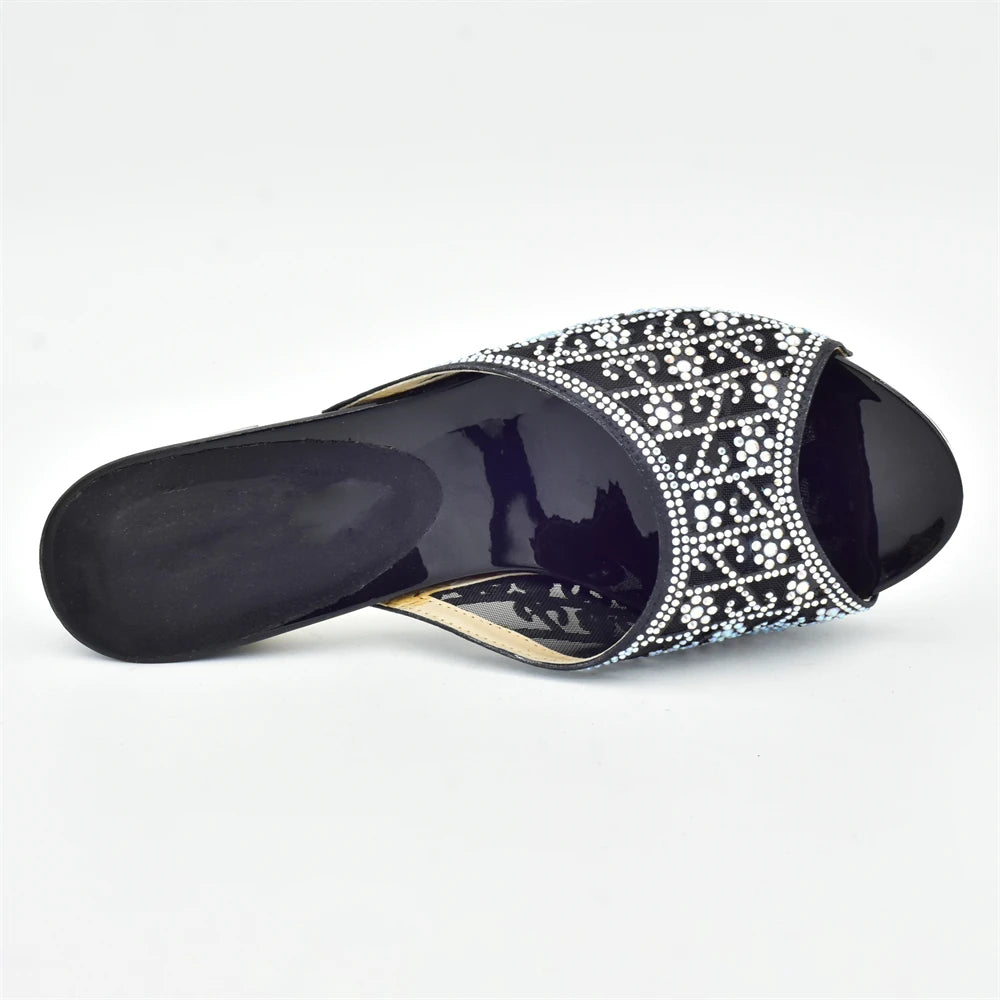 Women's Dress Shoes Open Toe Slip on Wedding Shoes Decorated with Rhinestone Pumps Women Shoes High Heels Pumps