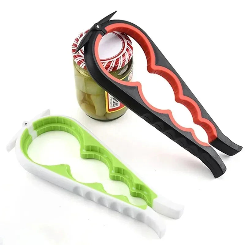 4-in-1 Multi Functional Can Opener Bottle Opener Cap Twister Anti Slip Heavy Duty Stainless Steel Kitchen Tool