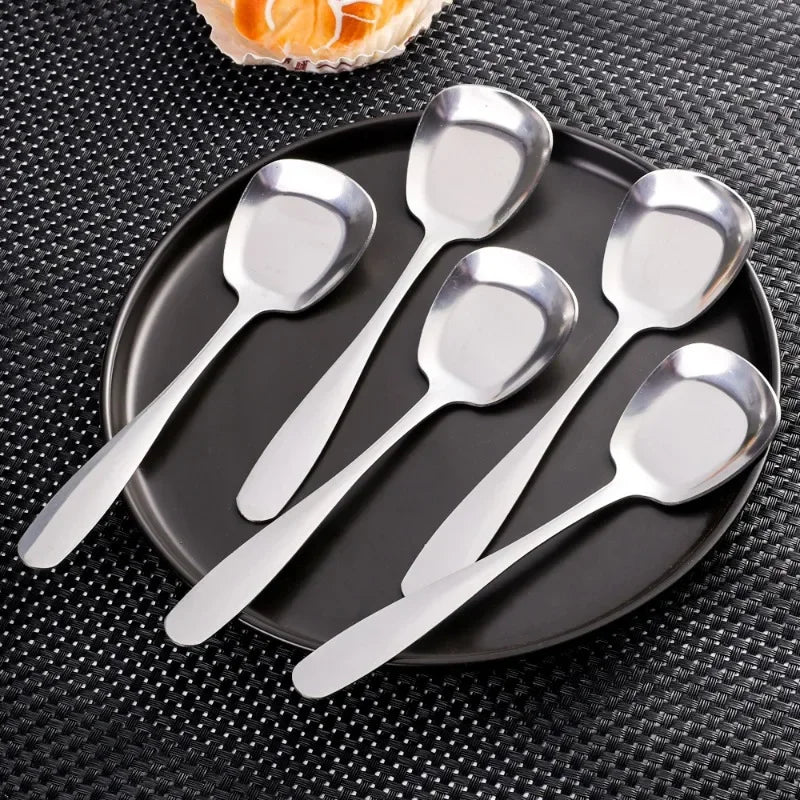 1/2PCS Thicken Long Handle Spoon Stainless Steel Soup Scoop Rice Hot Pot Round Head Spoon Home Kitchen Tableware Cooking Utensil