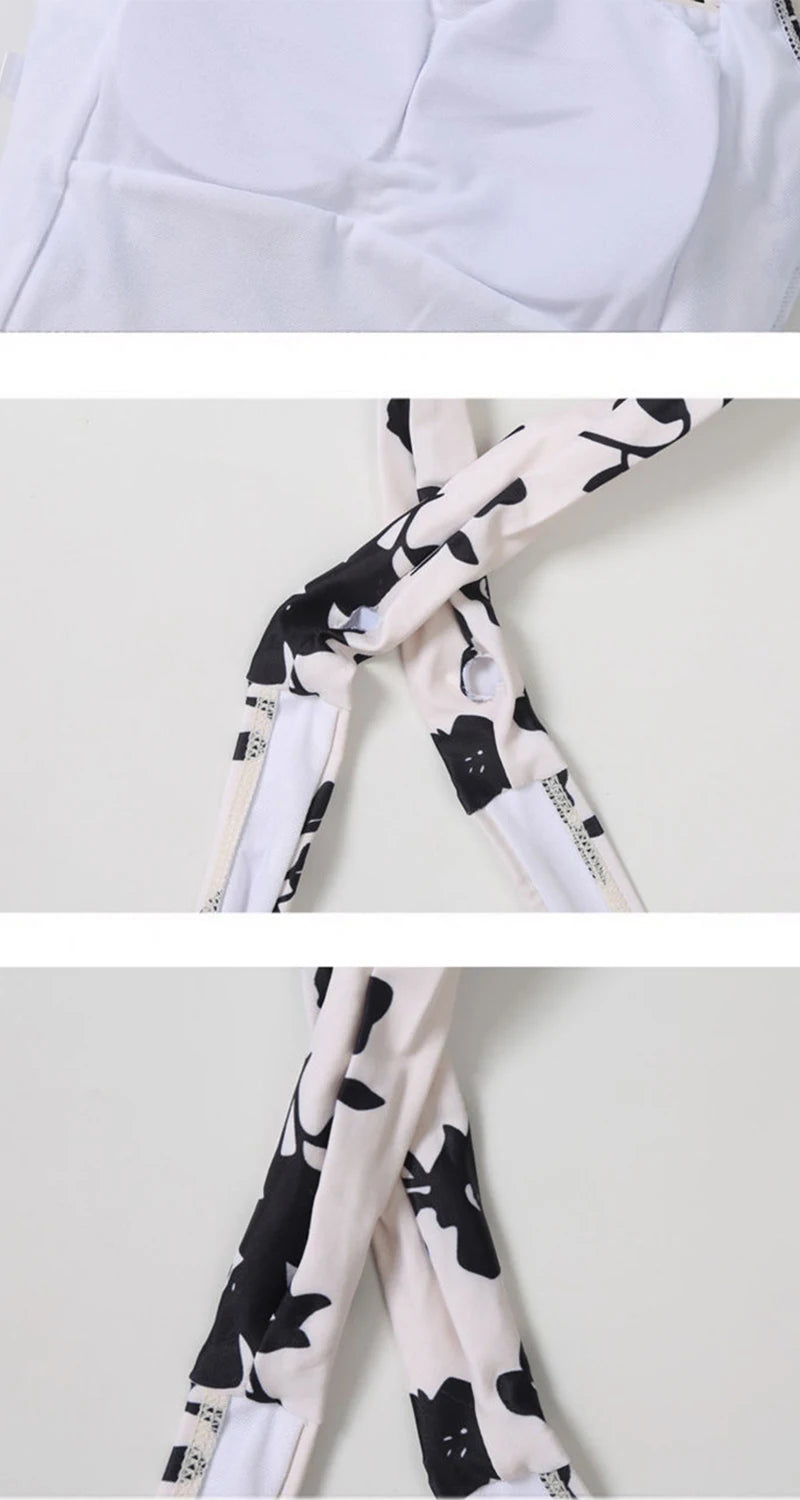 Sexy Halter Floral Print Women Swimwear Fashion Double Layer Ruffled One Piece Swimsuits New Beach Holiday High Waist Swimsuit