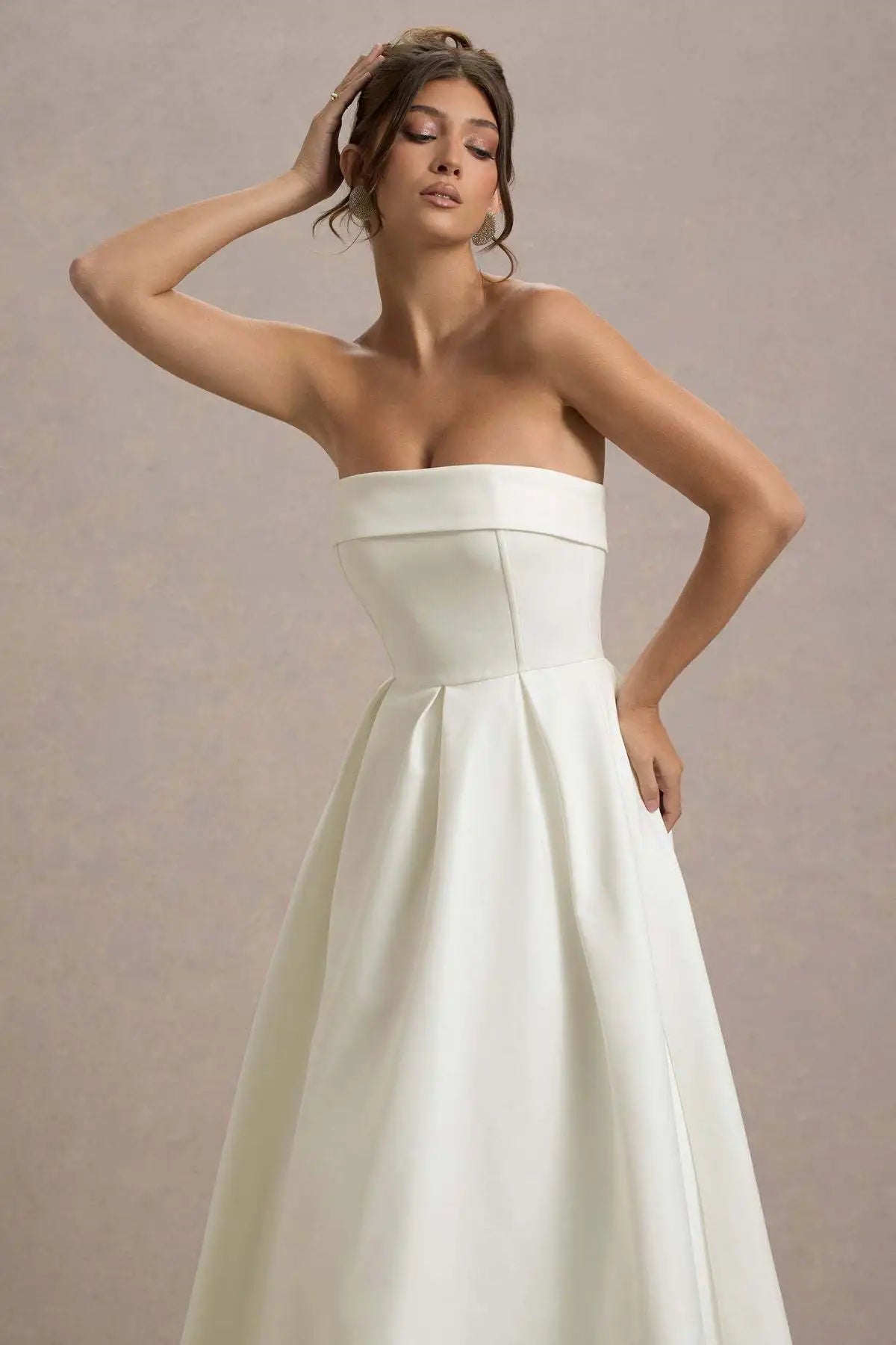2025 Franse mode elegante lange avondjurk vrouwen high-end effen mouwloze strapless feestjurk chique minimalistische kleding