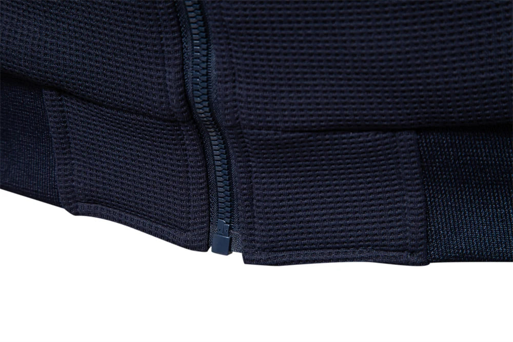 Men's Waffle Fleece Lined Bomber Jacket Autumn Winter Warm Casual Zipper Pocket Outwear Jackets and Coats for Men