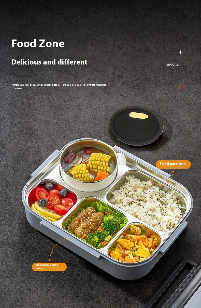 Extra grote geïsoleerde, luchtdichte lunchbox van roestvrij staal (316) van voedingskwaliteit - magnetronbestendig voor kantoorpersoneel en studenten