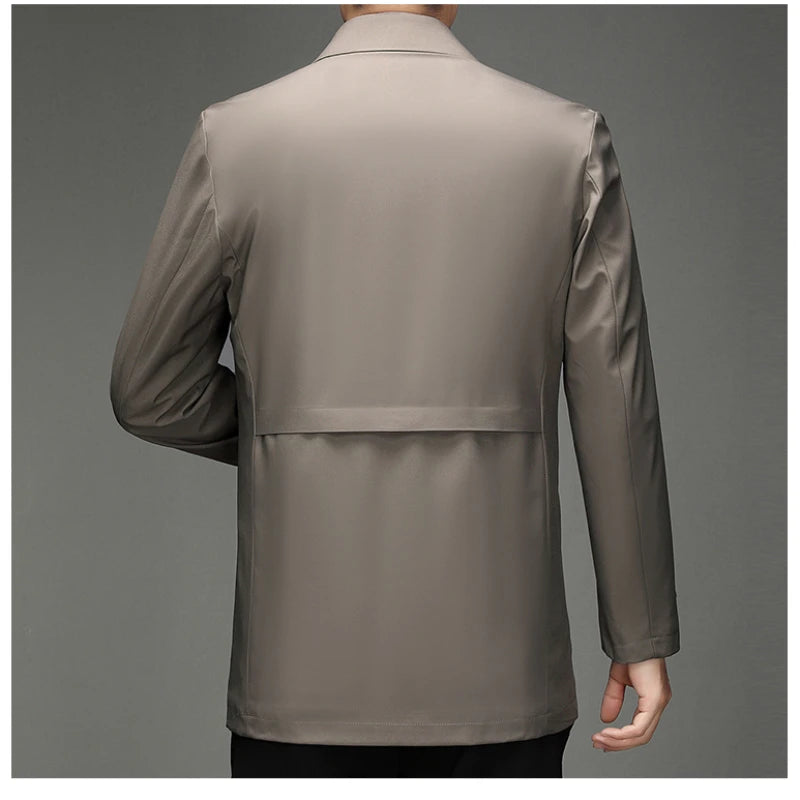 Men's Autumn & Winter Jacket, Clothing Trench Coat, Lapel Single Breasted Straight Business Casual, Male Youth Popular Style