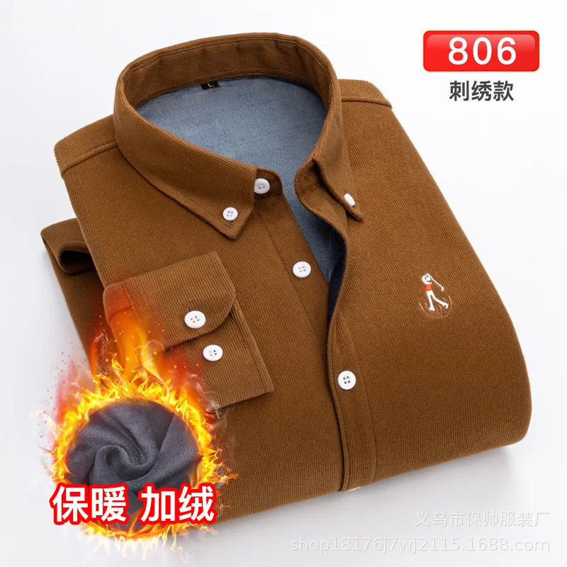 Reversknopf Allgleiches Stickerei Warme Hemden Herrenbekleidung Herbst Neue Übergroße Casual Tops Lose Koreanische Hemd