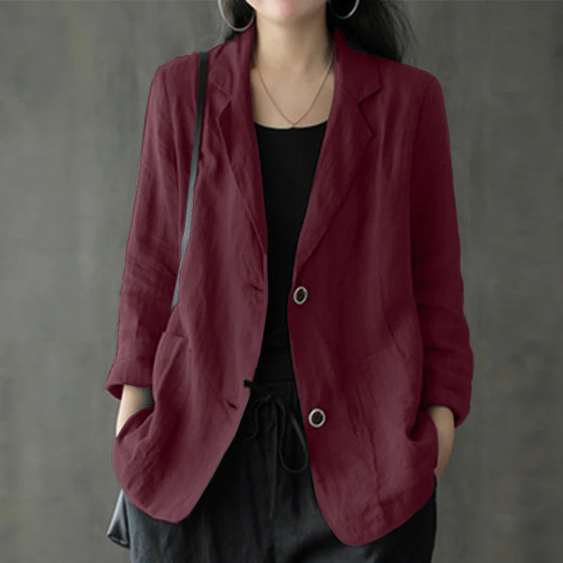 Elegant Solid Blazer Women Autumn Overcoats Casual Long Sleeve Single Button Coats Female Lapel Outwears Oversized