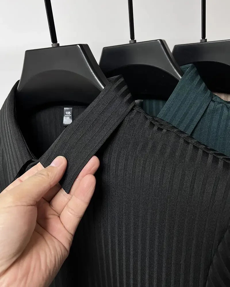 Men's Ice Silk Summer Polo Shirt, Lapel, Hollow, Short-Sleeved, Breathable, Business Fashion T-Shirt, Male Brand Clothing