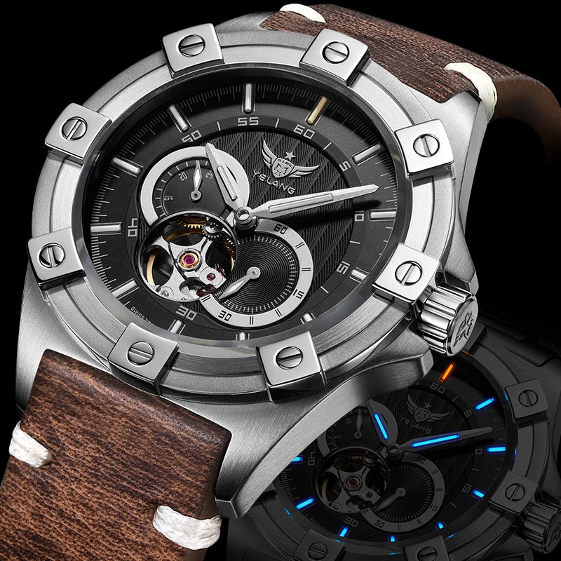 Yelang V1024 Men Brand Watches 44mm Japan Miyota 82S7 Automatic movement Luminous Men 100m Water-Resistant Watch Military Style
