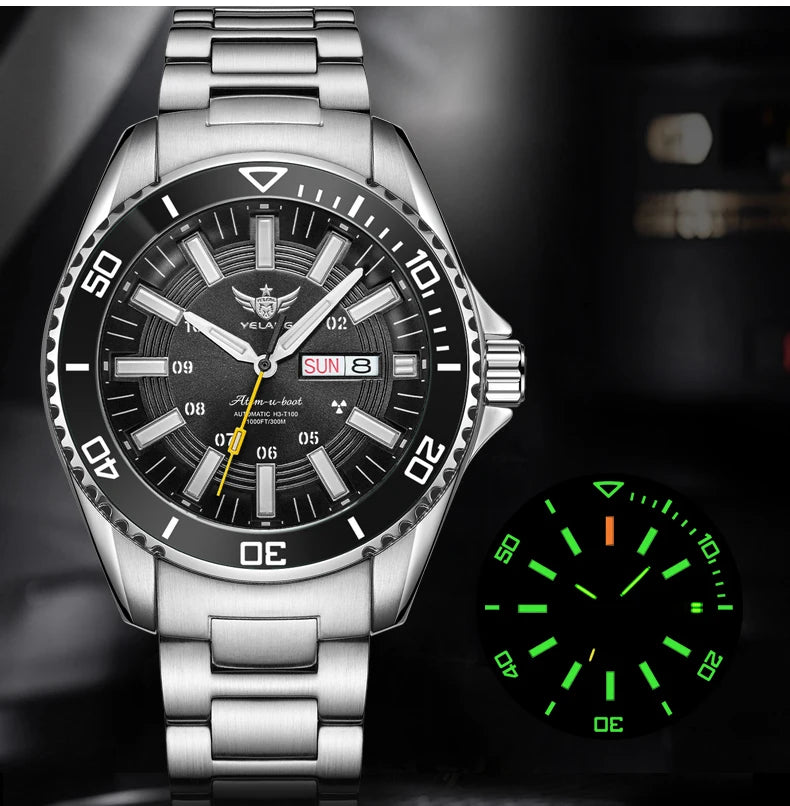 Yelang V1032 Automatic Movement Men Watch 300m 30Bar Waterproof Dive Watches for Man Luminous 44MM V1032