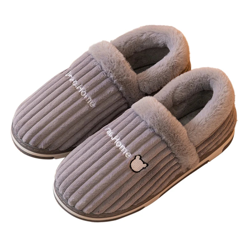Unisex Warm Plush Winter Slippers Indoor Furry Fluffy Cotton Slides Suitable As Comfortable Home Bedroom Shoe For Men & Women