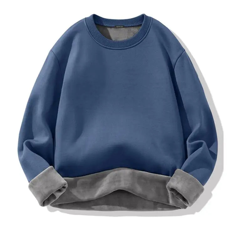Plüschiger Herren-Strickpullover mit Rollkragen und samtgepolstertem, festem, warmem Pullover, dicker Boden, lässiger Pullover mit O-Ausschnitt
