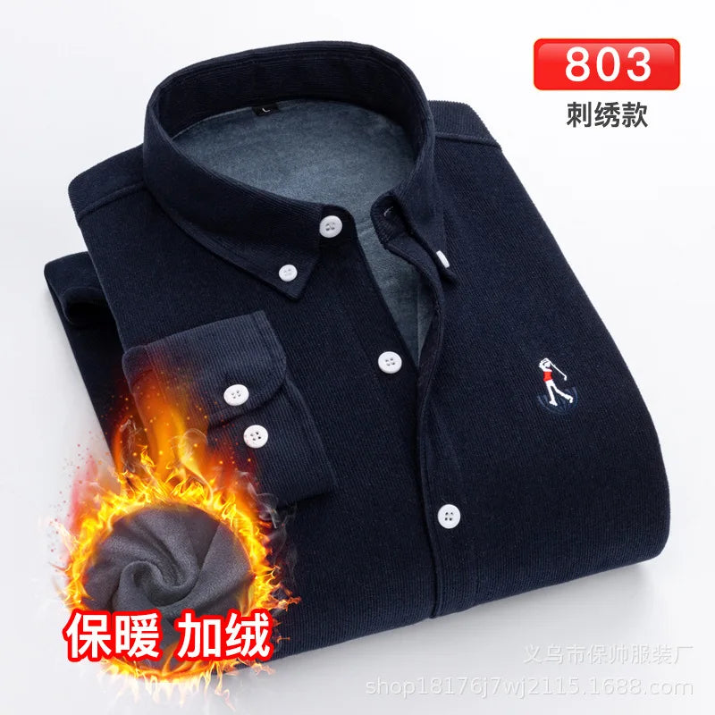 Reversknopf Allgleiches Stickerei Warme Hemden Herrenbekleidung Herbst Neue Übergroße Casual Tops Lose Koreanische Hemd