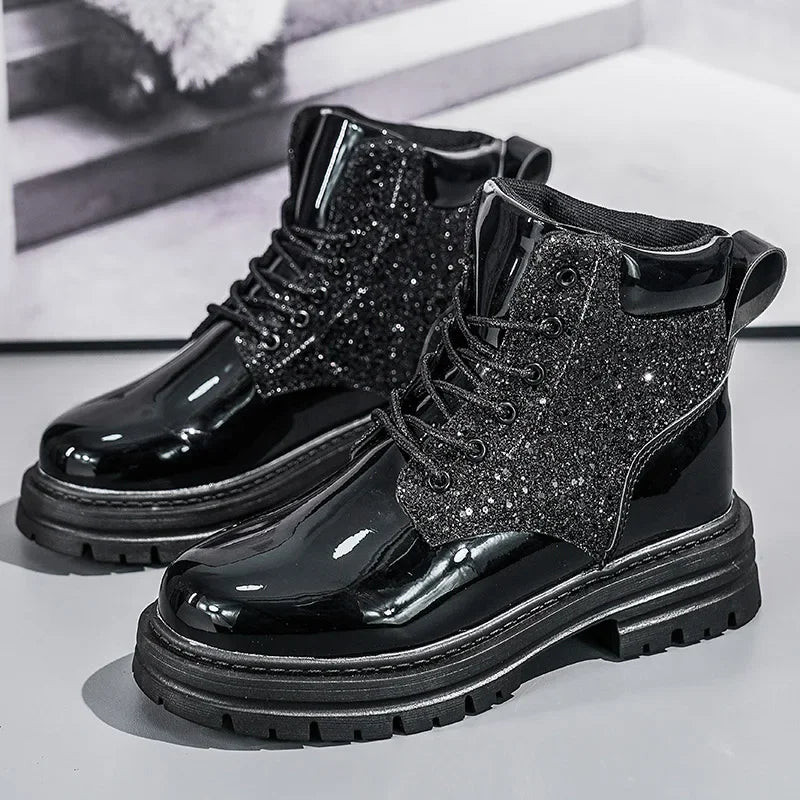 Fashion Women Casual Boots Black Outdoor Lady Luxury Brand Motorcycle Boot High Top Autumn Female Popular Leisure Walking Boots