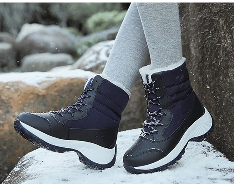 Women's Boots Snow Solid Shoes Woman Platform Women Shoes 2025 Trend Mid Women's High Boots Plush Women Boots Botas Mujer