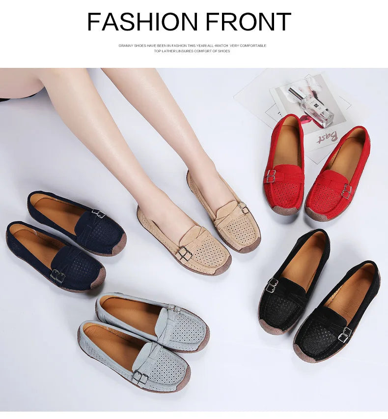 Women's Female Ladies Mother Shoes Sandals Platform Flats Slip On Hollow Summer Cool Moccasins Vulcanized Shoes 41 42