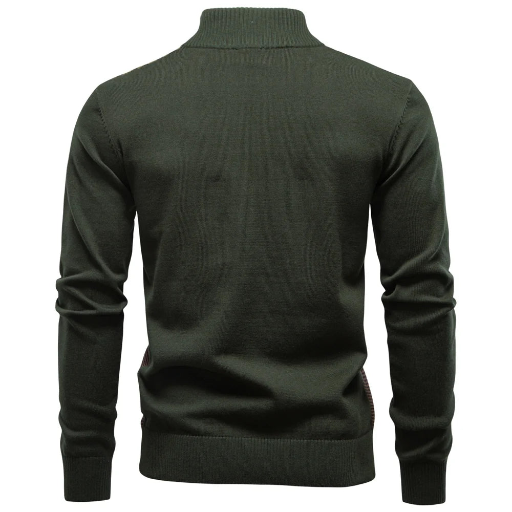 Men's Striped Sweater Solid Colour Knitted Pullover Warm Luxury Cotton Autumn Winter Casual Turtleneck Men's Sweaters