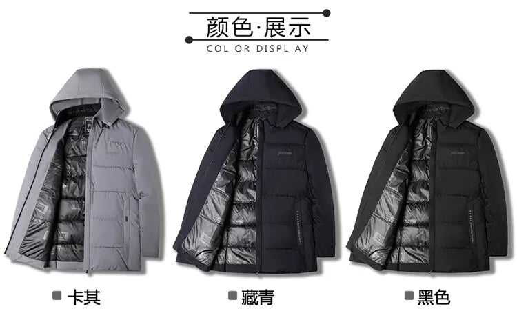 Men's High-Quality Hooded Thickened Warm Cotton Coat, Suitable for Daily Commuting, Elegant Business and Casual Wear Size L-5XL