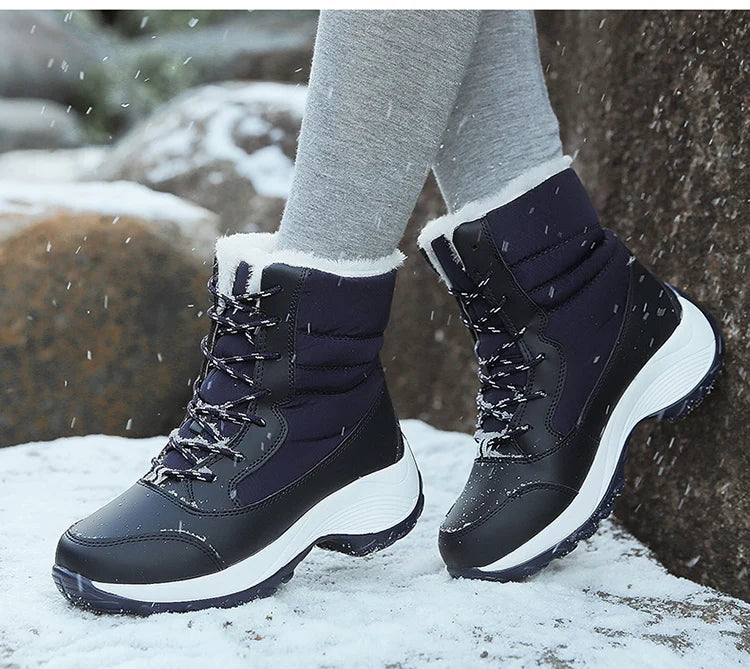 Women's Boots Snow Solid Shoes Woman Platform Women Shoes 2025 Trend Mid Women's High Boots Plush Women Boots Botas Mujer