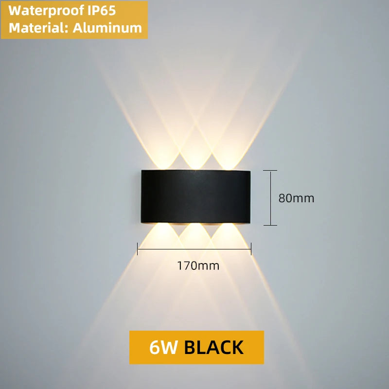 Aluminium binnenwandlamp, waterdichte IP65 LED-wandlamp, buitenverlichting voor in de tuin, slaapkamer, woonkamer, loft, decoratie, trapverlichting