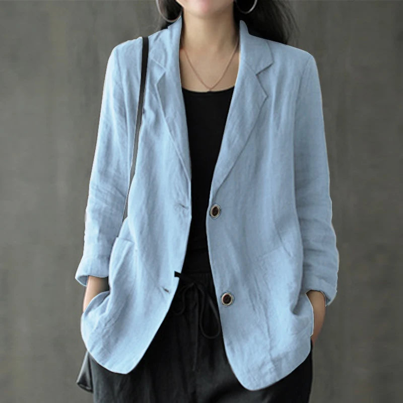 Elegant Solid Blazer Women Autumn Overcoats Casual Long Sleeve Single Button Coats Female Lapel Outwears Oversized