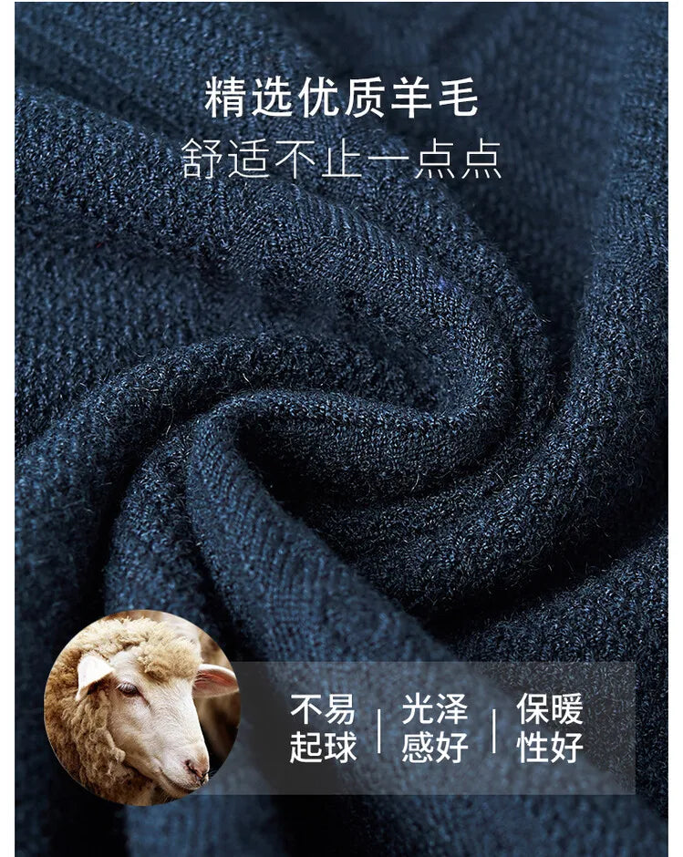 Men's Solid Colour Geometric Pattern Warm Polo, High Quality Woollen Sweater, Suitable For Business Casual & Daily Commute