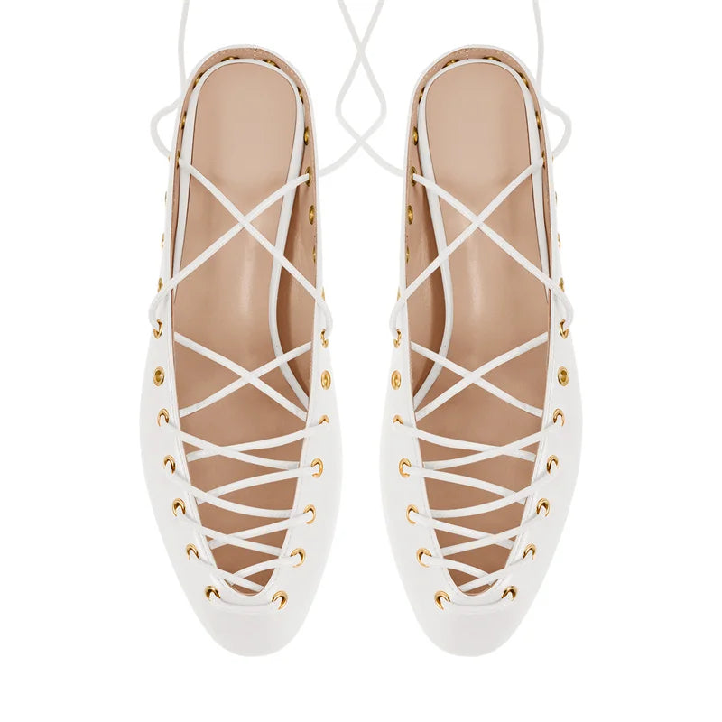 Women White Closed ToeLace Up Mules Kitten Heel Stiletto Summer Sandals Coeset Heels