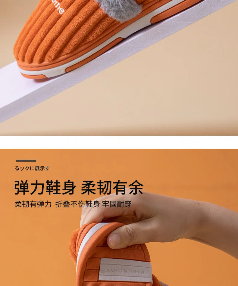 Unisex Warm Plush Winter Slippers Indoor Furry Fluffy Cotton Slides Suitable As Comfortable Home Bedroom Shoe For Men & Women