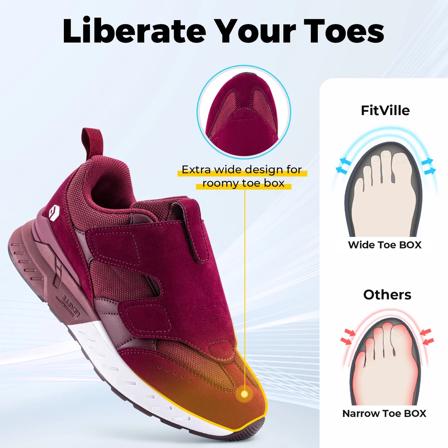 Women's Wide Foot Walking Shoes Sports Shoes Adjustable Easy to Put & Take Off for Wide Feet Lightweight sneakers