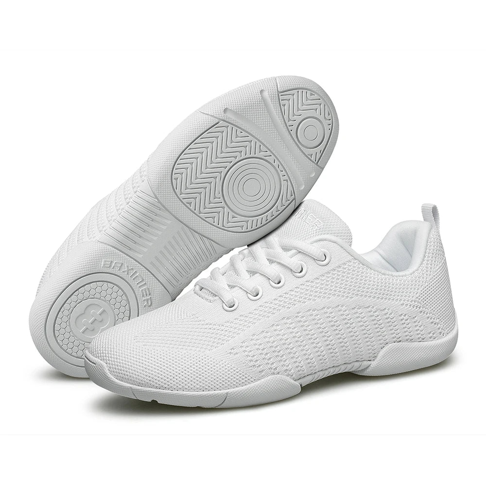 Girls White Cheer Shoes Trainers Breathable Kids Training Dance Shoes Lightweight Youth Cheer Competition Sneakers