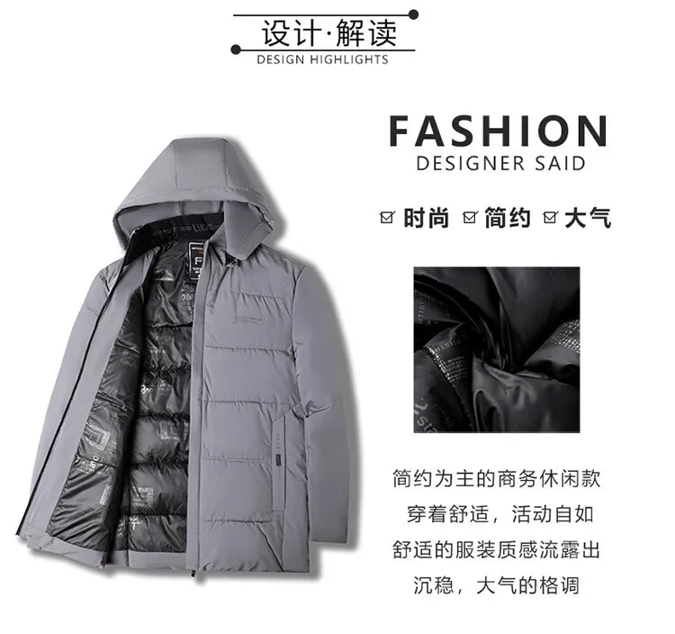 Men's High-Quality Hooded Thickened Warm Cotton Coat, Suitable for Daily Commuting, Elegant Business and Casual Wear Size L-5XL