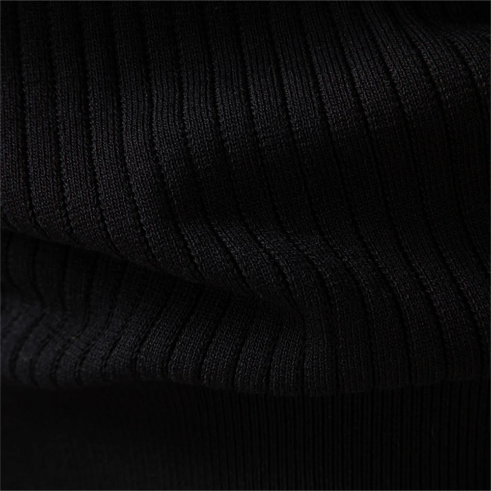 Men's Long Sleeve T-Shirt Fashion Knitted Slim Fit Polo Sweater Ribbed Henley Collar T-Shirt For Men