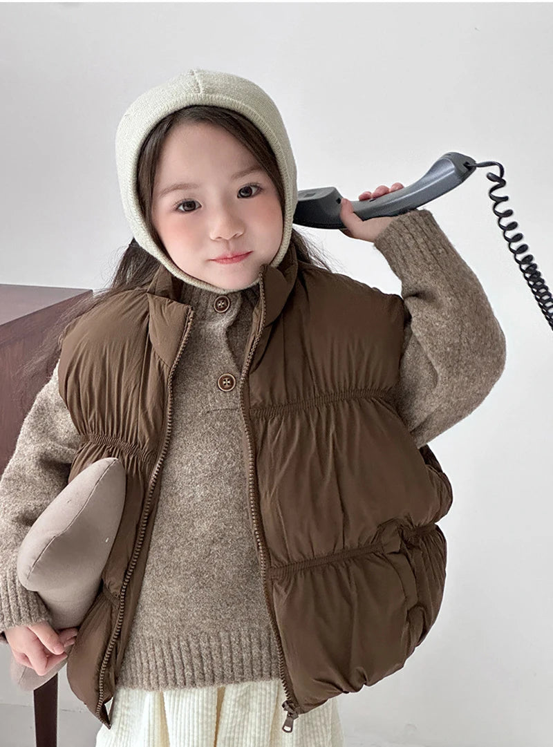 New Autumn & Winter Kids Vest Children's Thickened Turtleneck Waistcoat Korean Style Girls Boys Trendy Warm Outwear 2-6Y Unisex