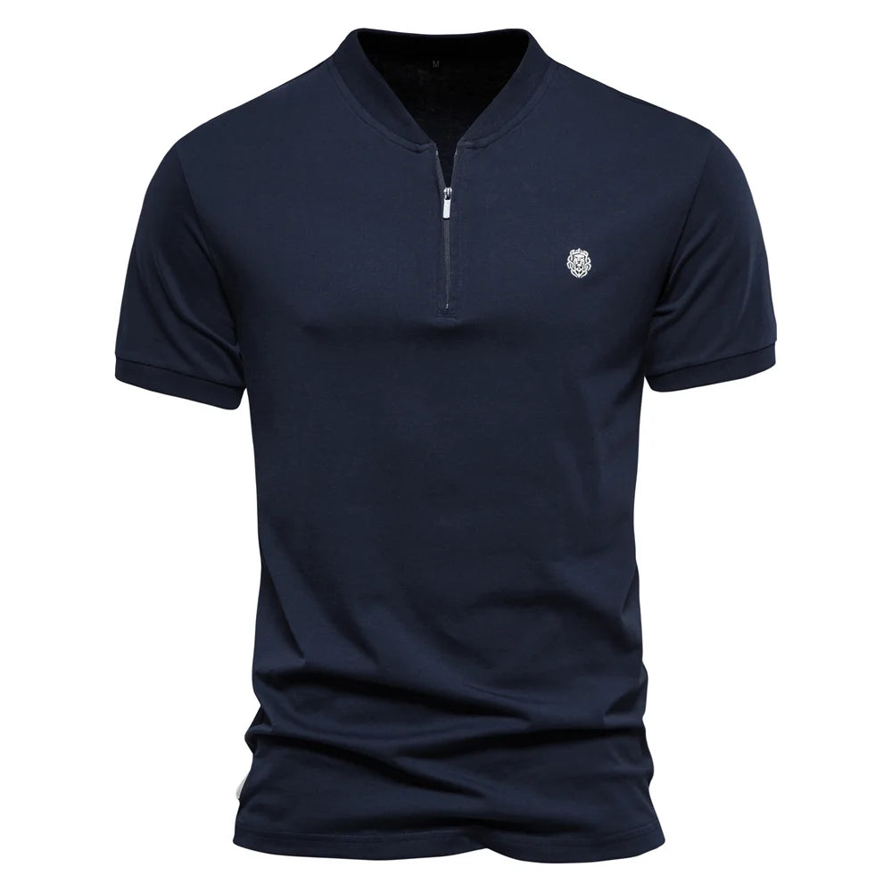 100% Cotton Embroidery Men's Polo Shirts Solid Colour Short Sleeve Polo Shirts Summer Social Polos For Men