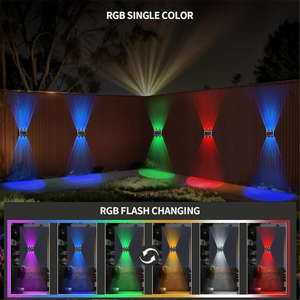 4/6/8 LED Solar Hekverlichting RGB Wandlamp Buiten Moderne Op en Neer Verlichting Waterdichte Tuin Garage Veranda 2 Modus Tuinverlichting