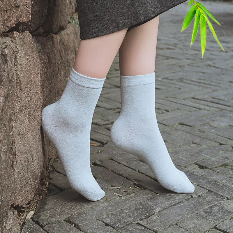 10 paar effen damessokken van bamboevezel, Koreaanse casual mode, ademende Harajuku damessokken