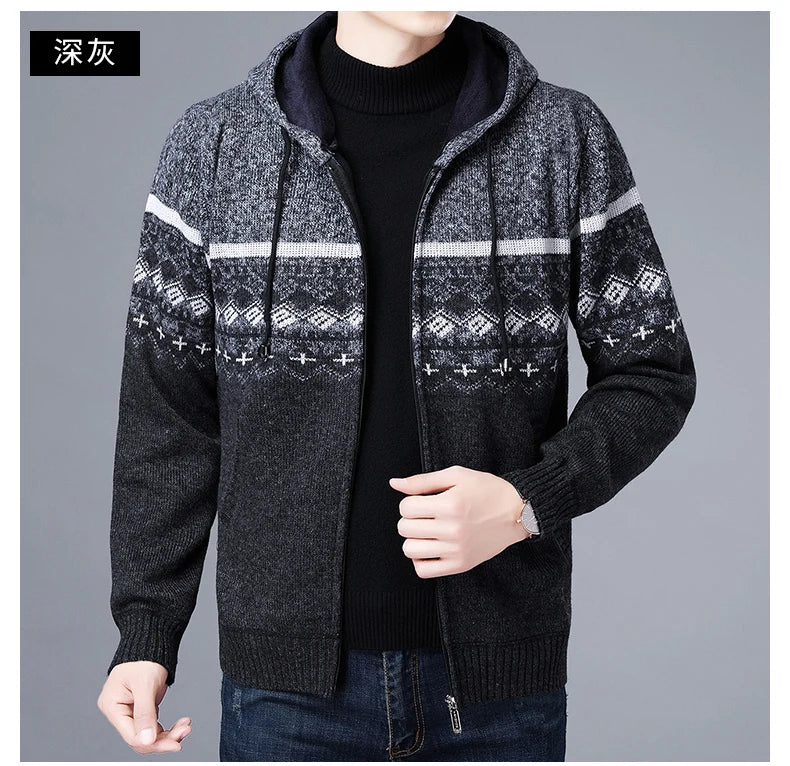 Men's High Quality Hooded Casual Cardigan, Patchwork Jacket, Male Outerwear, and Windbreaker Coats