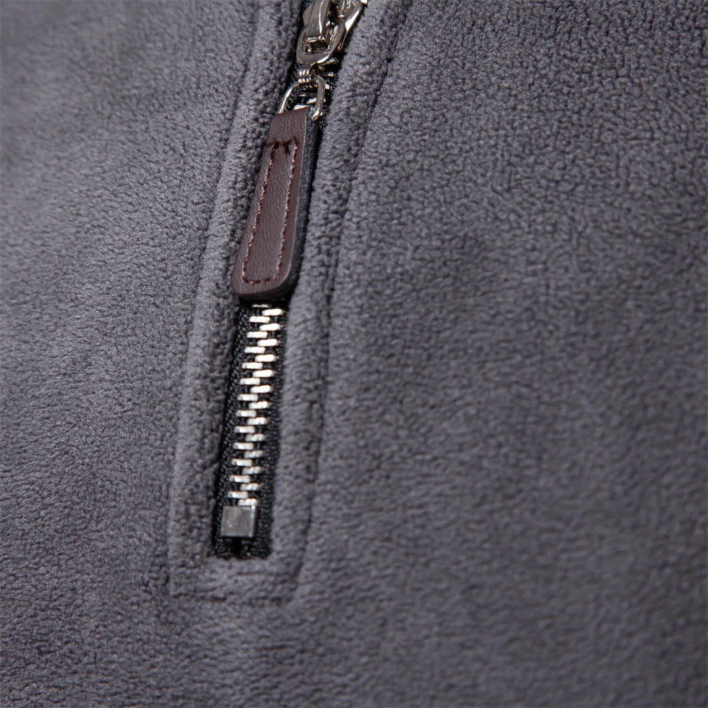 Men's Quality Thickened Warm Fleece Jacket for Men Zipper Neck Pullover Male Sweatshirt Soft Shell Jacket