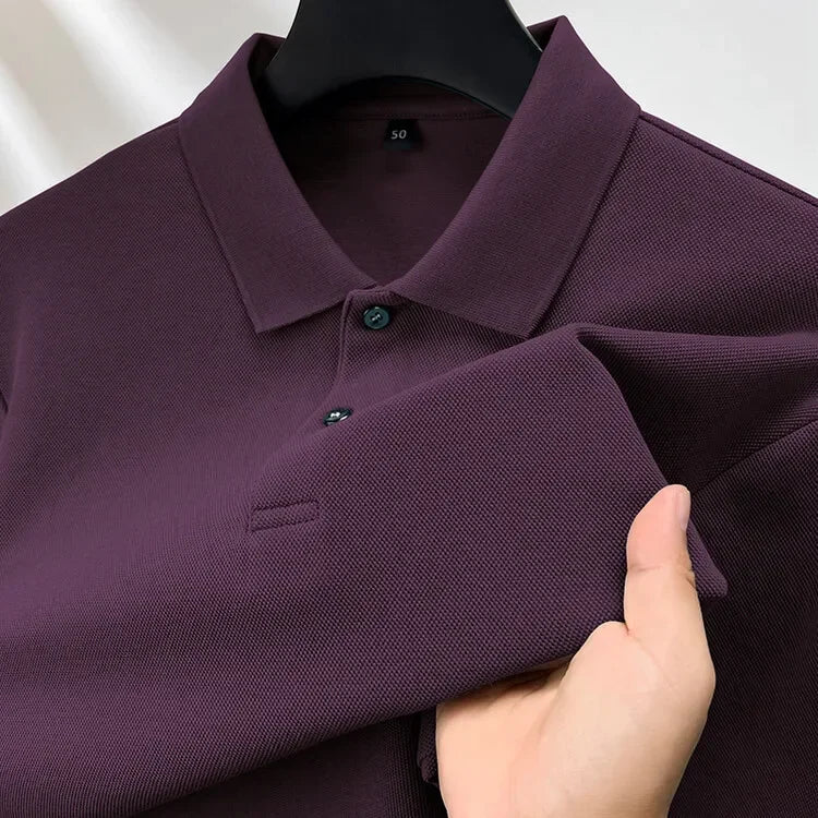 Men's 100% Cotton Polo Shirt, Four Seasons Universal Leisure Long Sleeve, Breathable Lapels T-shirt, Perfect and Durable for Golf Sports