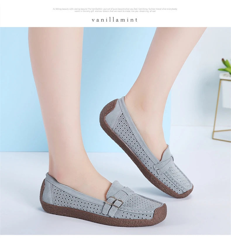 Women's Female Ladies Mother Shoes Sandals Platform Flats Slip On Hollow Summer Cool Moccasins Vulcanized Shoes 41 42