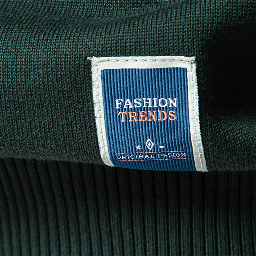 Men's Quarter Zip Cotton Pullover Sweaters Solid Colour Casual Social Knitted Mock Neck Polo Sweaters for Men