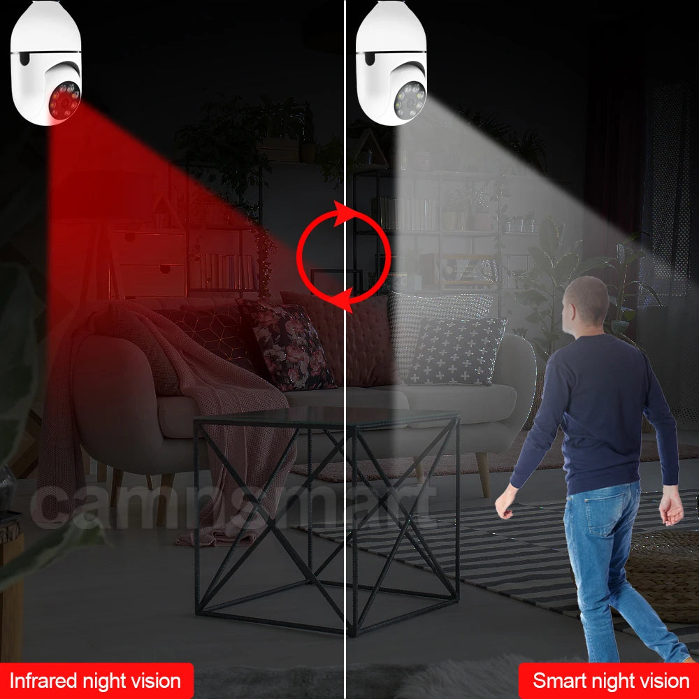 6MP Tuya E27 Bulb Camera WIFI PTZ Videobewaking Babyfoon Kleur Nachtzicht Binnen Smart Life APP Bediening IOS Android