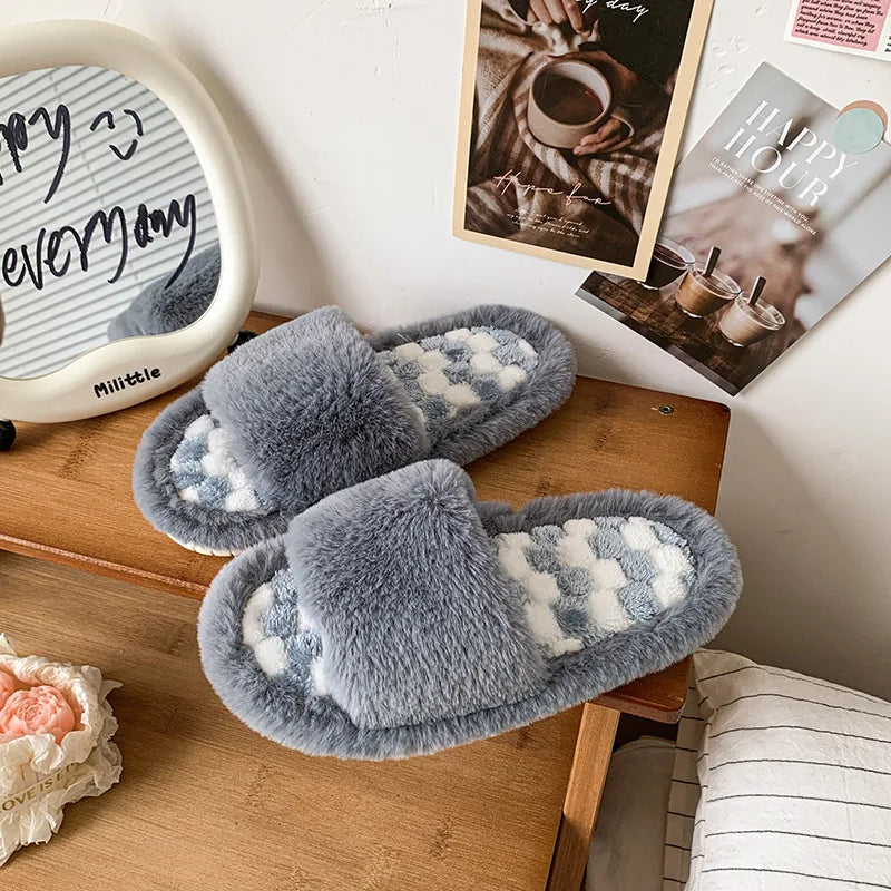 Kids' Slippers House Shoes Cotton Open Toe Winter Shoes Warm Anti-Slip Home Slipper Shoes For Girls Size 26-37