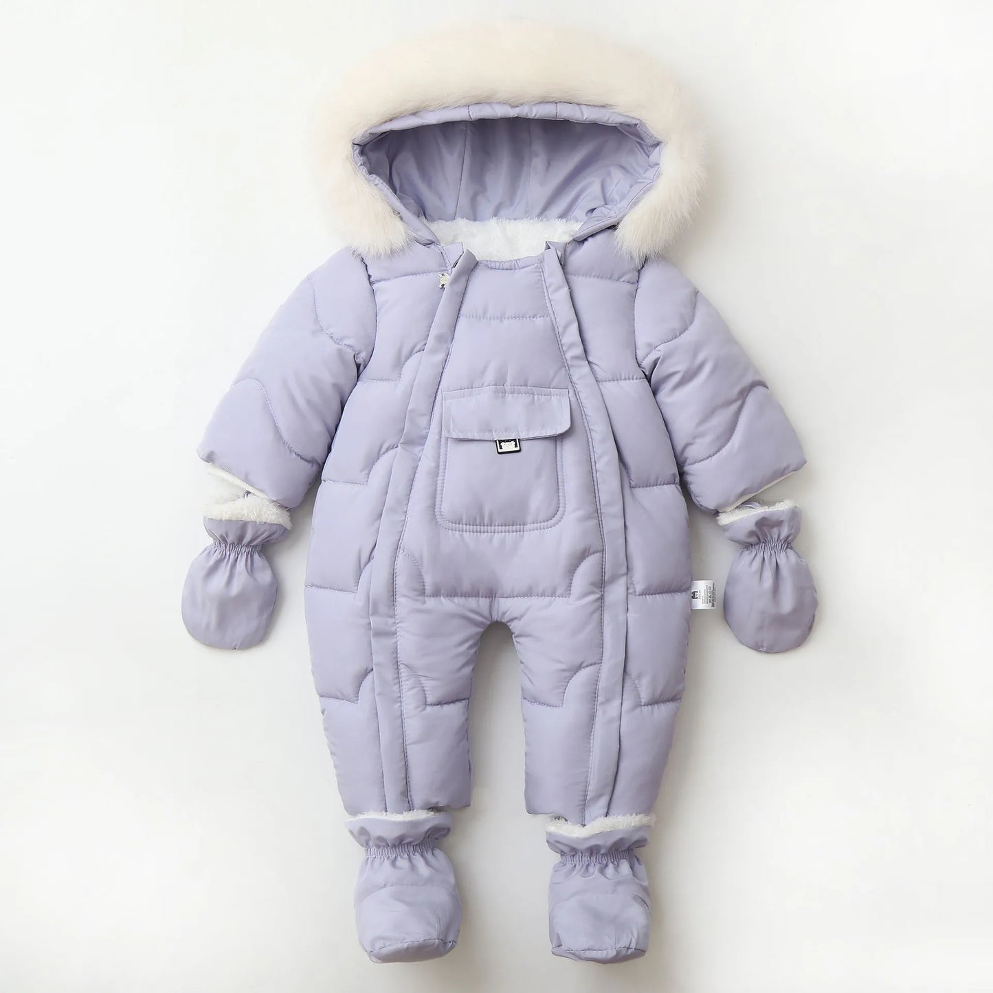 Winter Baby Rompers Fur Lining Boys Jumpsuits Warm Fleece Padded Toddler Snowsuit Infant Outfit