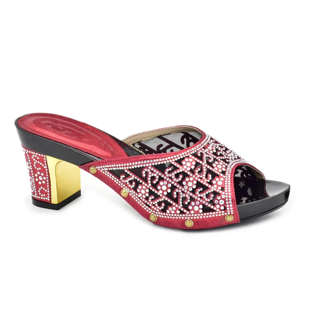 Women's Dress Shoes Open Toe Slip on Wedding Shoes Decorated with Rhinestone Pumps Women Shoes High Heels Pumps