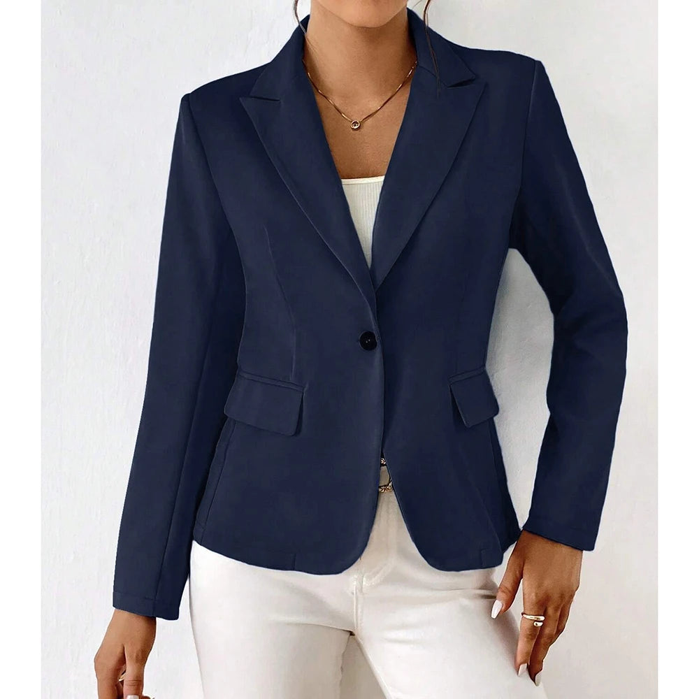 Damesblazers All Season Decent Plain Single Button Long Sleeve Revers Business Blazers