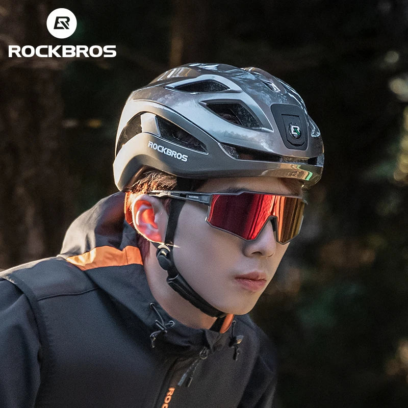 Cycling Light Helmet Type-C Charging Electric Bicycle Helmet Front Light Rear Light Warning Lamp Safety MTB Bike Helmet