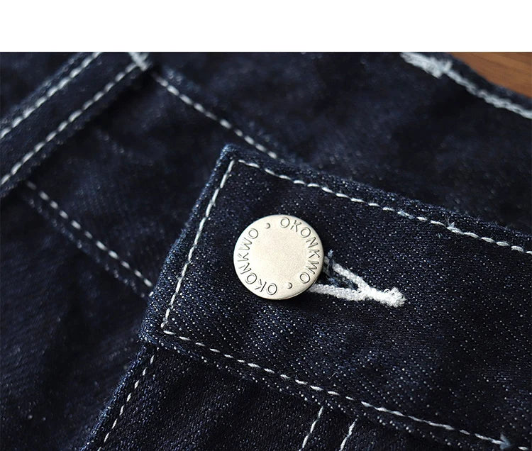 3903# Spring New American Retro Denim Carpenter Cargo Jeans Men's 100% Cotton Washed Loose Casual Multi-pocket Straight Pants