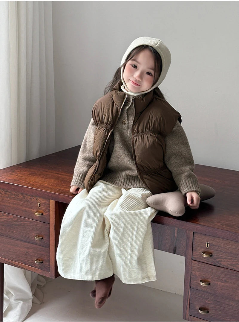 New Autumn & Winter Kids Vest Children's Thickened Turtleneck Waistcoat Korean Style Girls Boys Trendy Warm Outwear 2-6Y Unisex